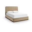  Color_Beige / Brown  Size_Queen  -- Rava Beige / Brown Velvet Upholstered Queen Bed IMAGE 1