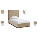  Color_Beige / Brown  Size_Twin  -- Rava Beige / Brown Velvet Upholstered Twin Bed IMAGE 10