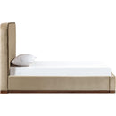  Meridian Rava Beige / Brown Velvet Upholstered Twin Bed IMAGE 3