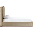  Color_Beige / Brown  Size_Twin  -- Rava Beige / Brown Velvet Upholstered Twin Bed IMAGE 3