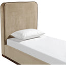  Meridian Rava Beige / Brown Velvet Upholstered Twin Bed IMAGE 6