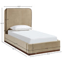  Color_Beige / Brown  Size_Twin  -- Rava Beige / Brown Velvet Upholstered Twin Bed IMAGE 9