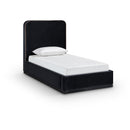  Color_Black / Taupe  Size_Twin  -- Rava Black / Taupe Velvet Upholstered Twin Bed IMAGE 1