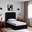  Meridian Rava Black / Taupe Velvet Upholstered Twin Bed IMAGE 2