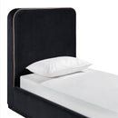  Color_Black / Taupe  Size_Twin  -- Rava Black / Taupe Velvet Upholstered Twin Bed IMAGE 6