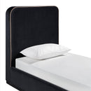  Meridian Rava Black / Taupe Velvet Upholstered Twin Bed IMAGE 6