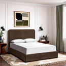  Meridian Rava Brown / Beige Velvet Upholstered Queen Bed IMAGE 2