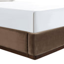  Meridian Rava Brown / Beige Velvet Upholstered Queen Bed IMAGE 5