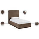  Meridian Rava Brown / Beige Velvet Upholstered Twin Bed IMAGE 10