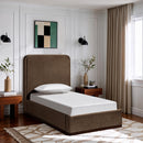  Meridian Rava Brown / Beige Velvet Upholstered Twin Bed IMAGE 2