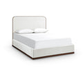  Color_Cream / Beige  Size_Full  -- Rava Cream / Beige Velvet Upholstered Full Bed IMAGE 1