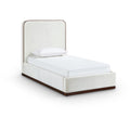  Color_Cream / Beige Size_Twin -- Rava Cream / Beige Velvet Upholstered Twin Bed IMAGE 1