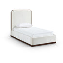  Meridian Rava Cream / Beige Velvet Upholstered Twin Bed IMAGE 1