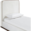  Color_Cream / Beige  Size_Twin  -- Rava Cream / Beige Velvet Upholstered Twin Bed IMAGE 6