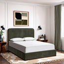  Meridian Rava Green / Brown Velvet Upholstered Queen Bed IMAGE 2