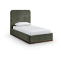  Color_Green / Brown Size_Twin -- Rava Green / Brown Velvet Upholstered Twin Bed IMAGE 1
