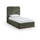  Color_Green / Brown  Size_Twin  -- Rava Green / Brown Velvet Upholstered Twin Bed IMAGE 1