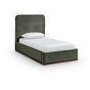 Meridian Rava Green / Brown Velvet Upholstered Twin Bed IMAGE 1