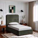  Meridian Rava Green / Brown Velvet Upholstered Twin Bed IMAGE 2