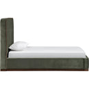  Color_Green / Brown  Size_Twin  -- Rava Green / Brown Velvet Upholstered Twin Bed IMAGE 3