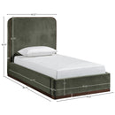  Color_Green / Brown  Size_Twin  -- Rava Green / Brown Velvet Upholstered Twin Bed IMAGE 9