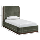  Meridian Rava Green / Brown Velvet Upholstered Twin Bed IMAGE 9
