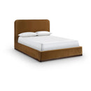  Color_Saddle / Brown  Size_Full  -- Rava Saddle / Brown Velvet Upholstered Full Bed IMAGE 1