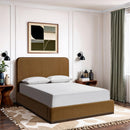  Color_Saddle / Brown  Size_Queen  -- Rava Saddle / Brown Velvet Upholstered Queen Bed IMAGE 2