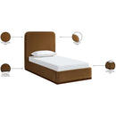  Color_Saddle / Brown  Size_Twin  -- Rava Saddle / Brown Velvet Upholstered Twin Bed IMAGE 10