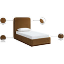  Meridian Rava Saddle / Brown Velvet Upholstered Twin Bed IMAGE 10