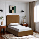  Meridian Rava Saddle / Brown Velvet Upholstered Twin Bed IMAGE 2
