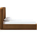  Color_Saddle / Brown  Size_Twin  -- Rava Saddle / Brown Velvet Upholstered Twin Bed IMAGE 3