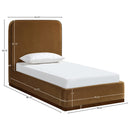  Meridian Rava Saddle / Brown Velvet Upholstered Twin Bed IMAGE 9