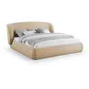  Meridian Sandro Beige Chenille Fabric Upholstered Queen Bed IMAGE 1