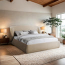  Color_Beige  Size_Queen  -- Sandro Beige Chenille Fabric Upholstered Queen Bed IMAGE 2