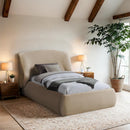  Color_Beige  Size_Twin  -- Sandro Beige Chenille Fabric Upholstered Twin Bed IMAGE 2