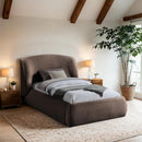  Color_Brown  Size_Twin  -- Sandro Brown Chenille Fabric Upholstered Twin Bed IMAGE 2