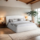  Color_Cream  Size_Queen  -- Sandro Cream Chenille Fabric Upholstered Queen Bed IMAGE 2