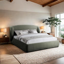  Meridian Sandro Green Chenille Fabric Upholstered King Bed IMAGE 2