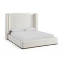  Meridian Solange Cream Linen Textured Fabric Upholstered King Bed IMAGE 1