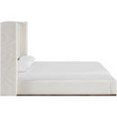  Meridian Solange Cream Linen Textured Fabric Upholstered King Bed IMAGE 4