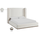  Size_Queen -- Solange Cream Linen Textured Fabric Upholstered Queen Bed IMAGE 12