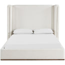  Size_Queen -- Solange Cream Linen Textured Fabric Upholstered Queen Bed IMAGE 3