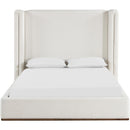  Meridian Solange Cream Linen Textured Fabric Upholstered Queen Bed IMAGE 3