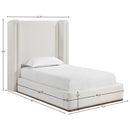  Meridian Solange Cream Linen Textured Fabric Upholstered Twin Bed IMAGE 11