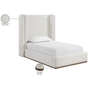  Meridian Solange Cream Linen Textured Fabric Upholstered Twin Bed IMAGE 12