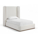  Meridian Solange Cream Linen Textured Fabric Upholstered Twin Bed IMAGE 1