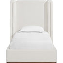  Meridian Solange Cream Linen Textured Fabric Upholstered Twin Bed IMAGE 3