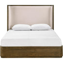  Meridian Tiberio Brown / Cream Solid Wood And Linen Textured Fabric Queen Bed IMAGE 2