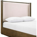  Size_Queen -- Tiberio Brown / Cream Solid Wood And Linen Textured Fabric Queen Bed IMAGE 7